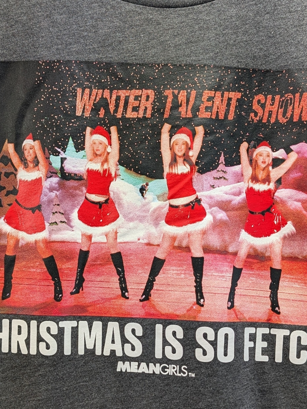 'Christmas Is So Fetch' Mean Girls Graphic Christmas Tee Charcoal Size XXL